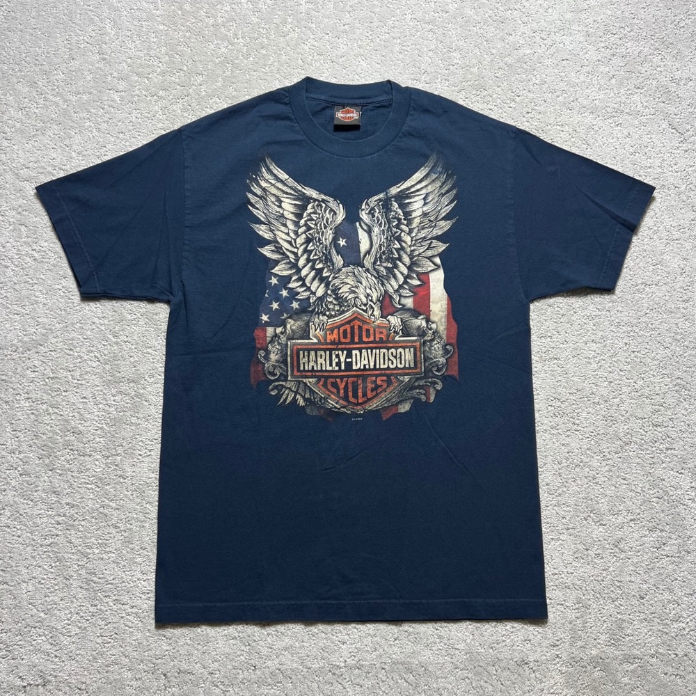 Harley‎ Davidson T-Shirt Mens Large Navy Blue Henderson Nevada Eagle Biker Moto